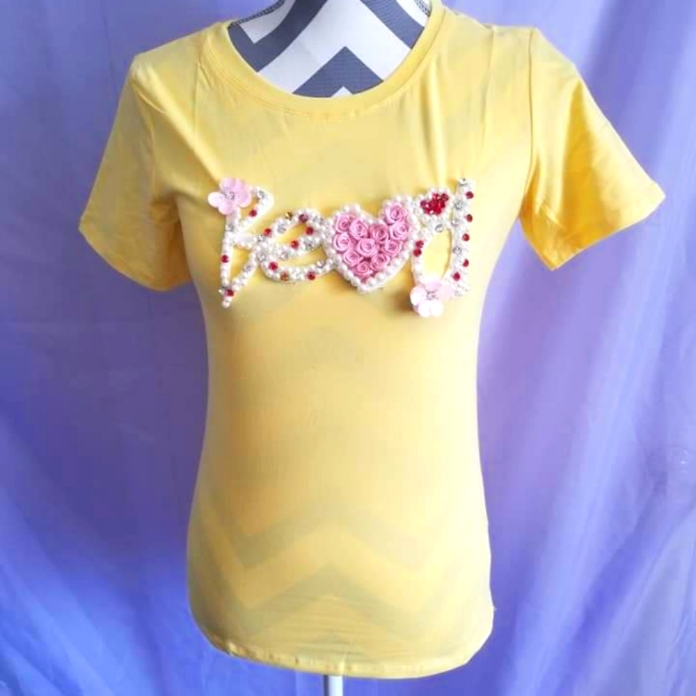 Fashion t shirts rhinestones gems size S